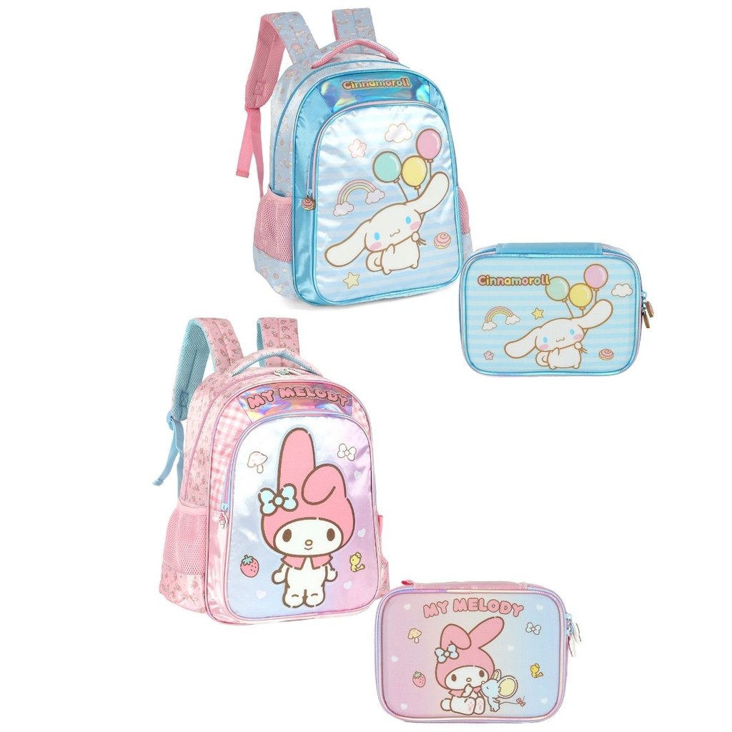 Kit Mochila Costas e Estojo HelloKitty My Melody Infantil