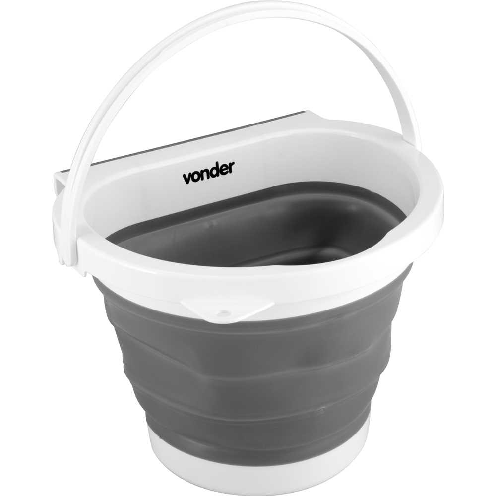 Balde Retrátil Dobrável Resistente Silicone c/ Espátula 5 Litros Cor Cinza Vonder em Oferta na Shopee