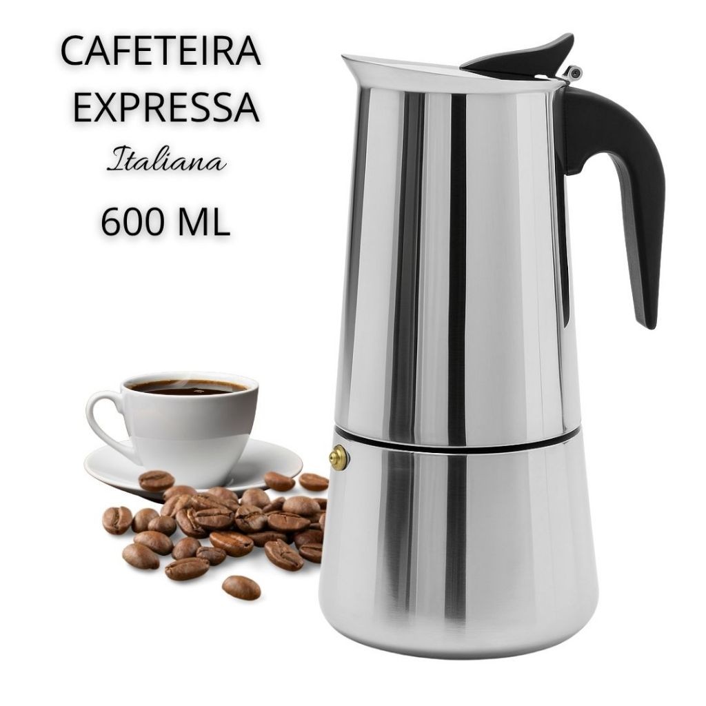 Imagem Cafeteira Italiana Expresso 600ml Inox 12 Xícaras Café Rápido Casa Escritório Viagem Design Elegante