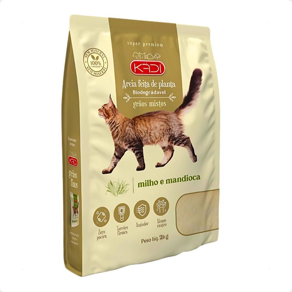 Kadi Areia Biodegradável Grão Mistos Gato 2kg Milho Mandioca