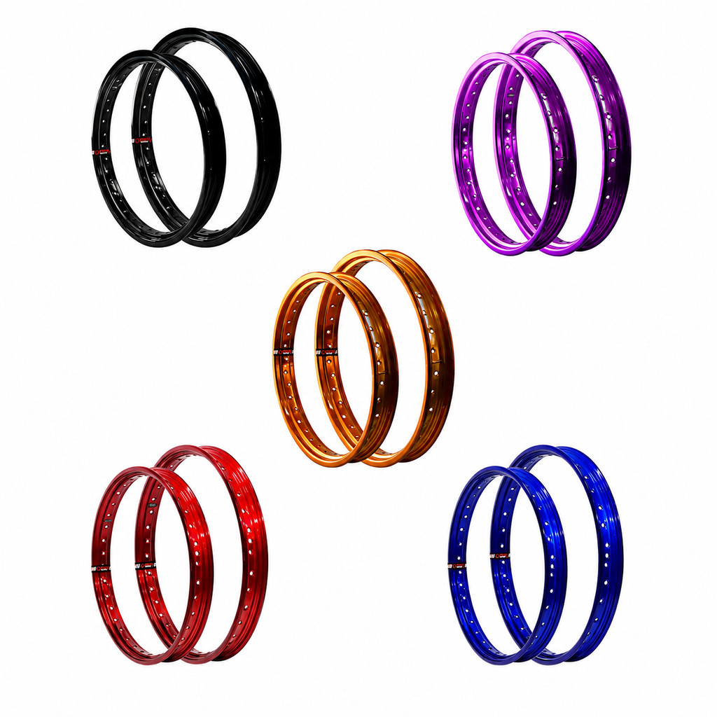 Par Aro Colorido BIZ100/125 e POP (17x160 Diant) e (14x185 Tras)-Preto/Azul/Vermelho/Dourado/Lilás