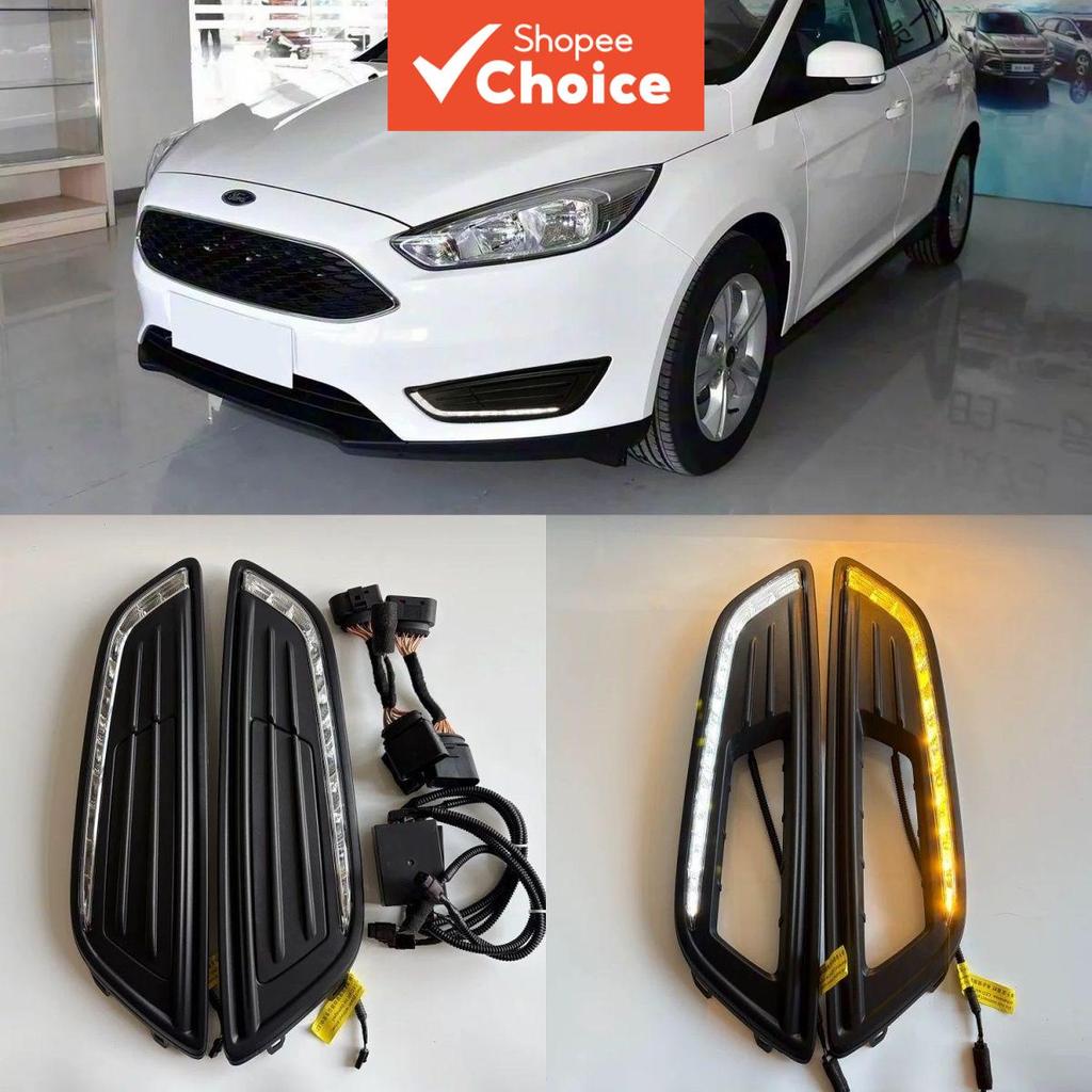Para Ford Focus 2015-2018 Faróis de Rodagem Diurna, Carcaça de Faróis de Neblina LED, Luzes Diurnas Modificadas