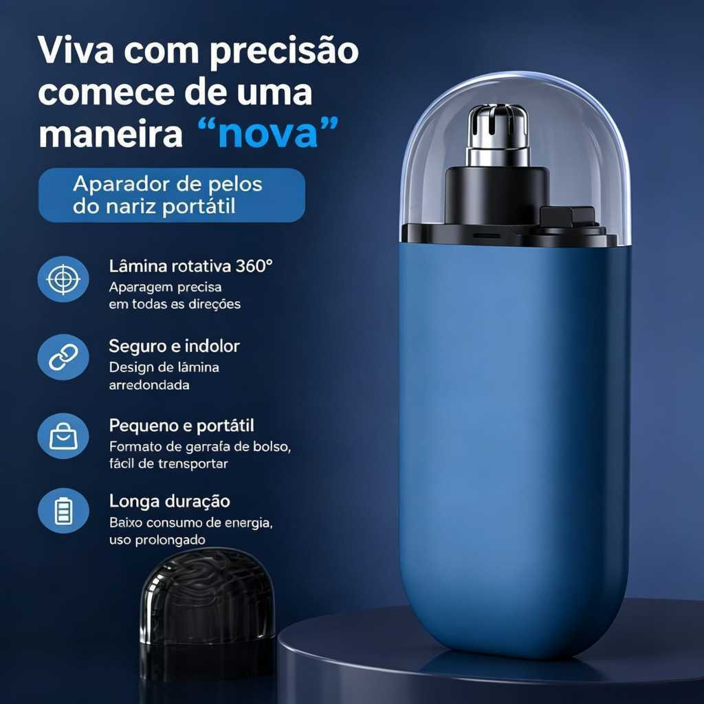 3 em 1 Aparador de Pelos Elétrico Recarregável Portátil Para Nariz Orelha Rosto