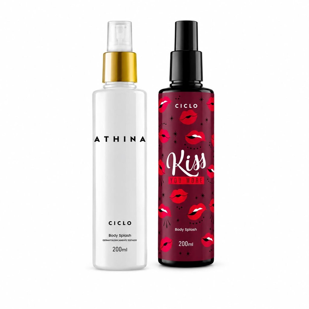 KIT CICLO BODY SPLASH ATHINA 200ML + BODY SPLASH KISS YOU MORE 200ML