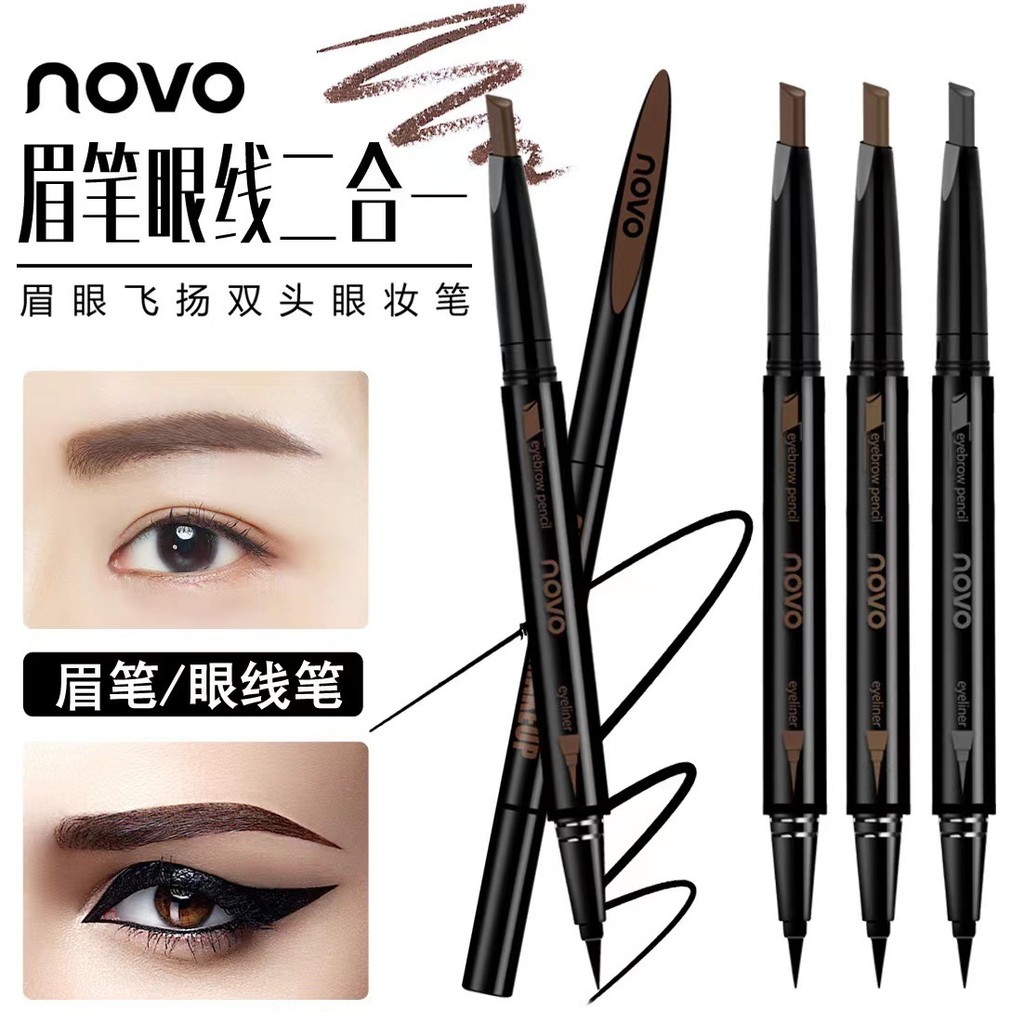 NOVO5145 Caneta de maquiagem para os olhos de duas cabeças Lápis de sobrancelha automático giratório Caneta delineadora