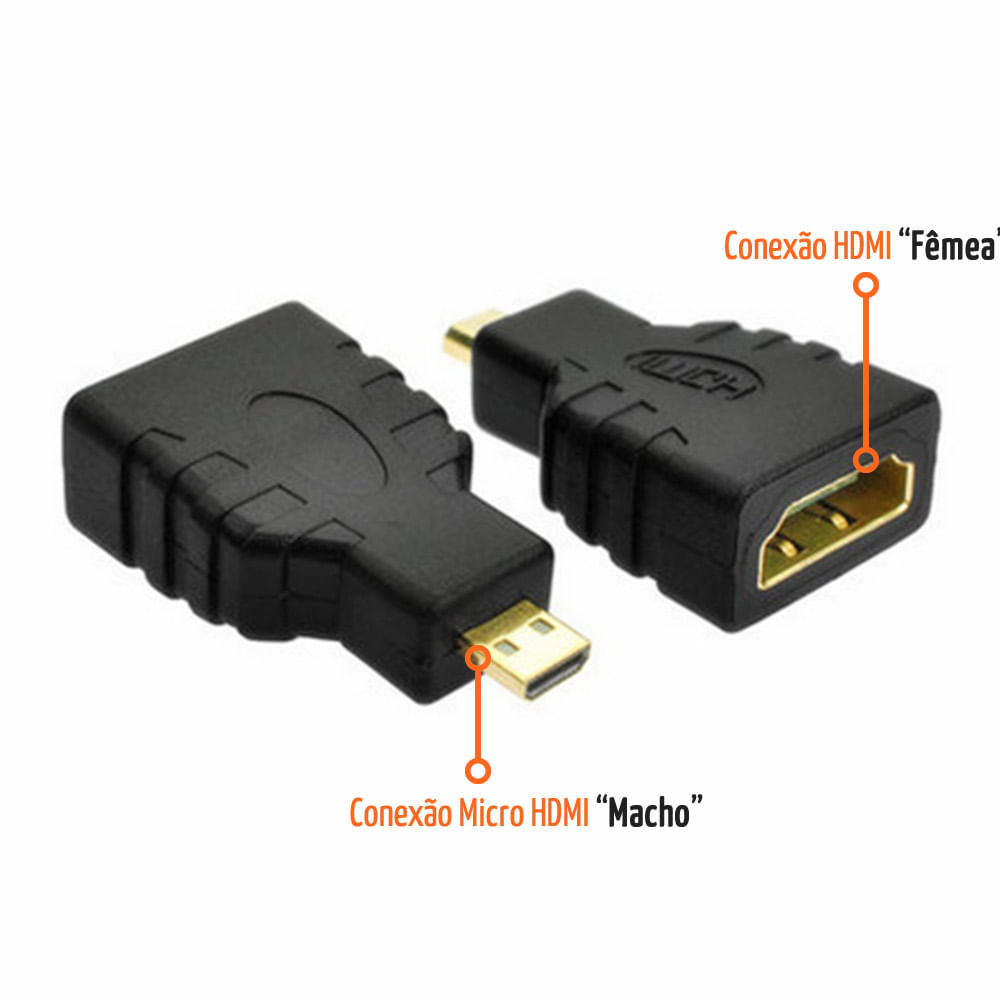 ADAPTADOR ENTRA HDMI X SAI MICRO HDMI - CONVERSOR MICRO HDMI PARA HDMI