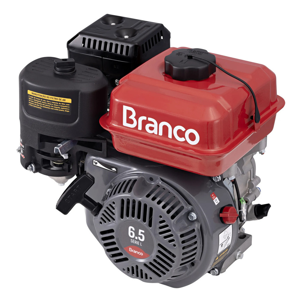 Motor Gasolina Branco B4T6.5L 6,5CV Eixo 3/4" Partida Manual 4 Tempos Motor Estacionário