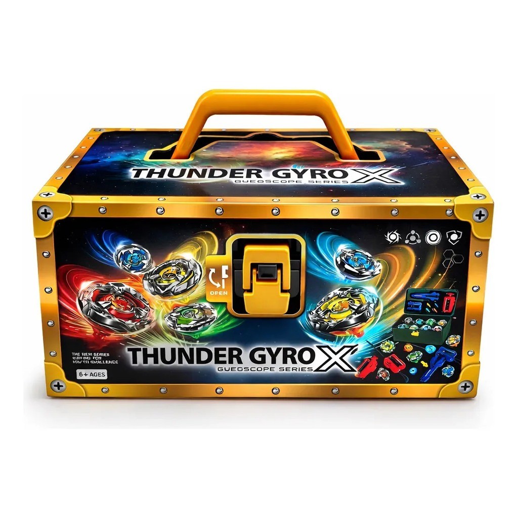Kit Beyblade Com 8 Piões De Metal, 2 Lançadores E Maleta Organizadora Maleta Beyblade