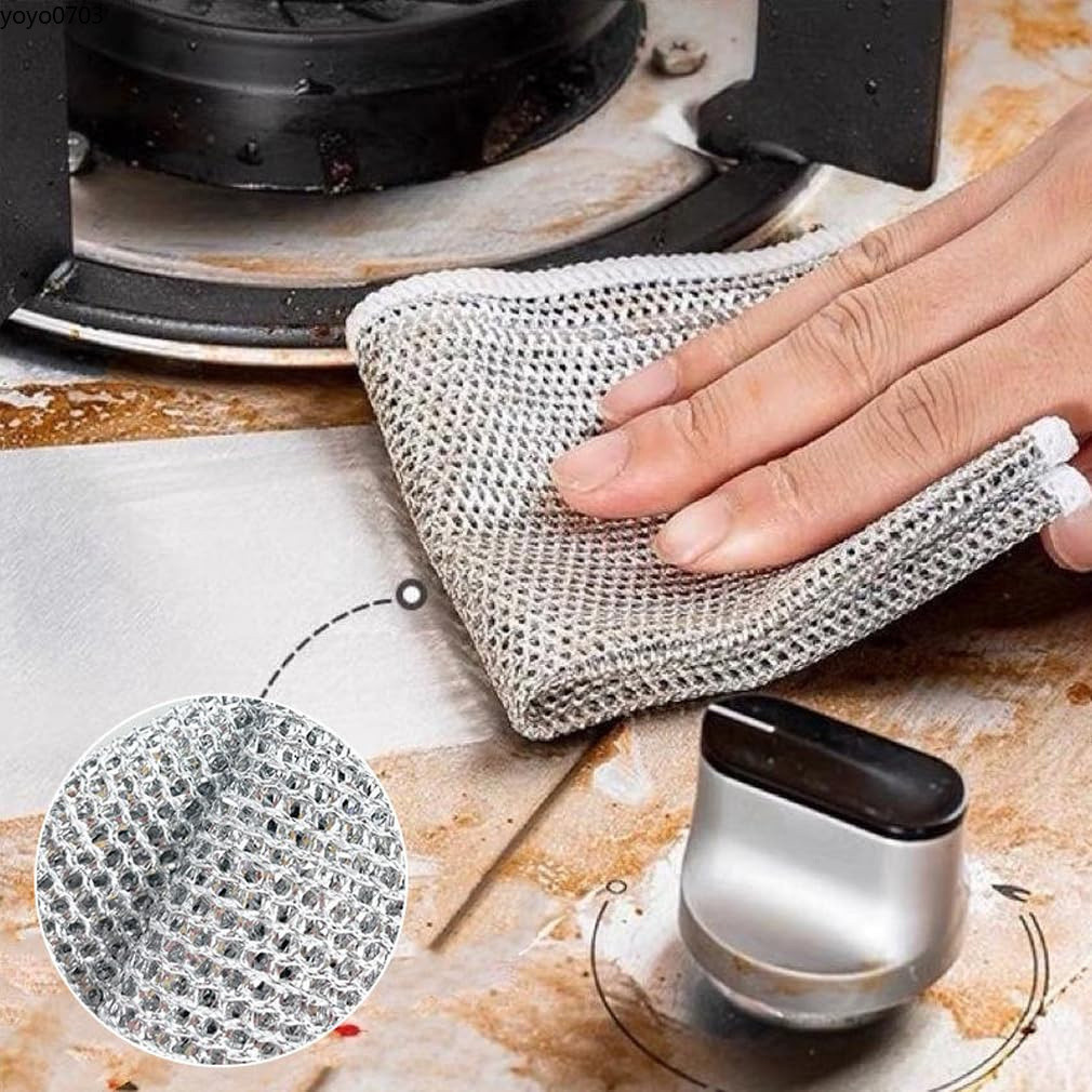10 tiras de lã de aço, usadas para lavar louça, remover ferrugem, limpar a cozinha e como pano de limpeza de torres NXUV