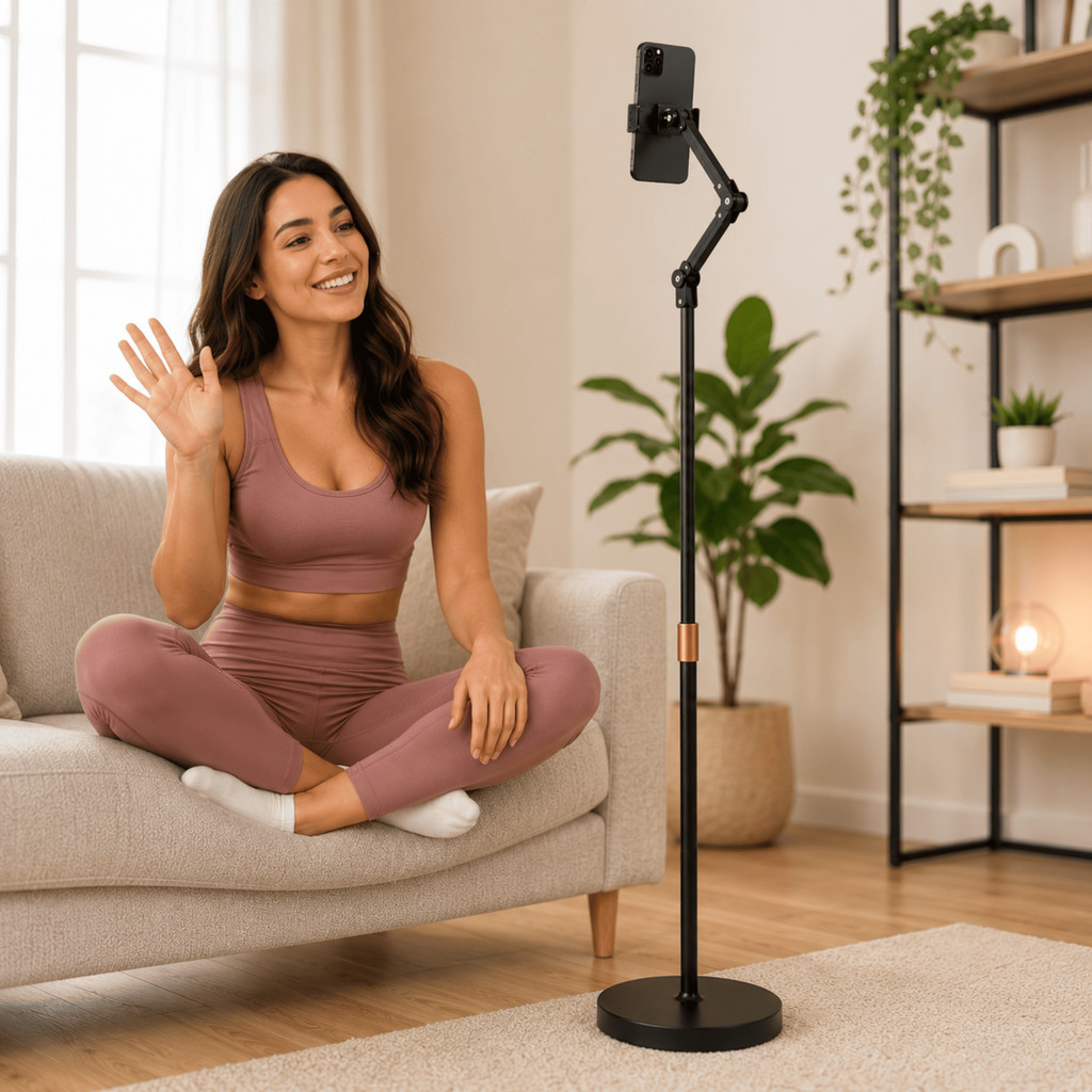 Tripé Suporte de Chão para Celular Tablet Articulado 360° Ajustável até 170cm Gamer Live Profissional Flexível Dobrável