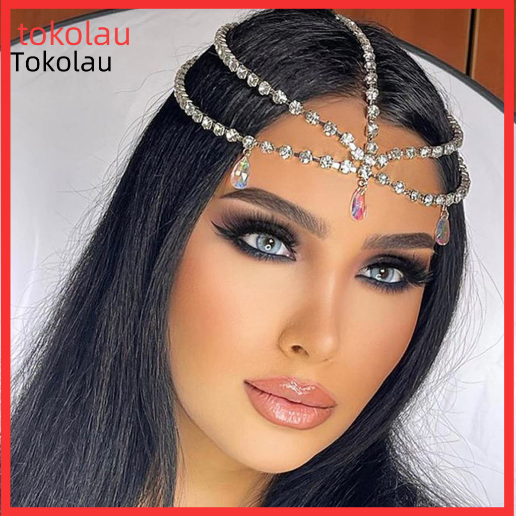 Party Hair Jewelry Rhinestone Head Chain Women Forehead Headpiece Bridal Wedding Accessories Elegant for Brides Photo Sh
