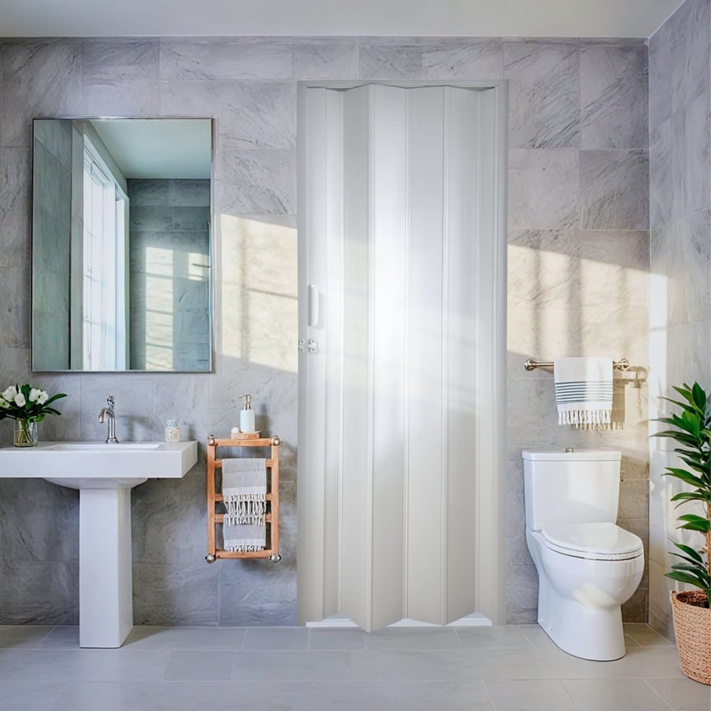 Porta Sanfonada de PVC 210cm x 96cm Pronta Bcf Branco Branco