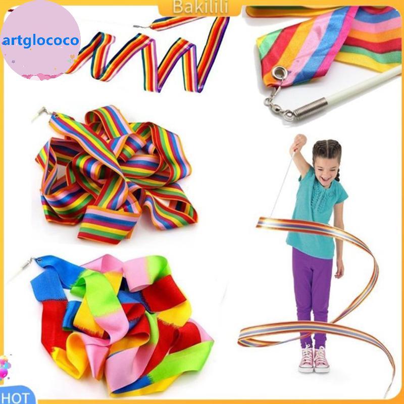 Artglococo 4M Colorido Ginásio Dança Fita Rítmica Menina Arte Ginástica Ballet Streamer Girando Haste Arco-Íris Sti Trei