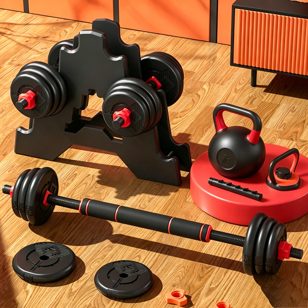 Kit Halteres Barra Kettlebell 6 em 1 Peso Musculação treino em