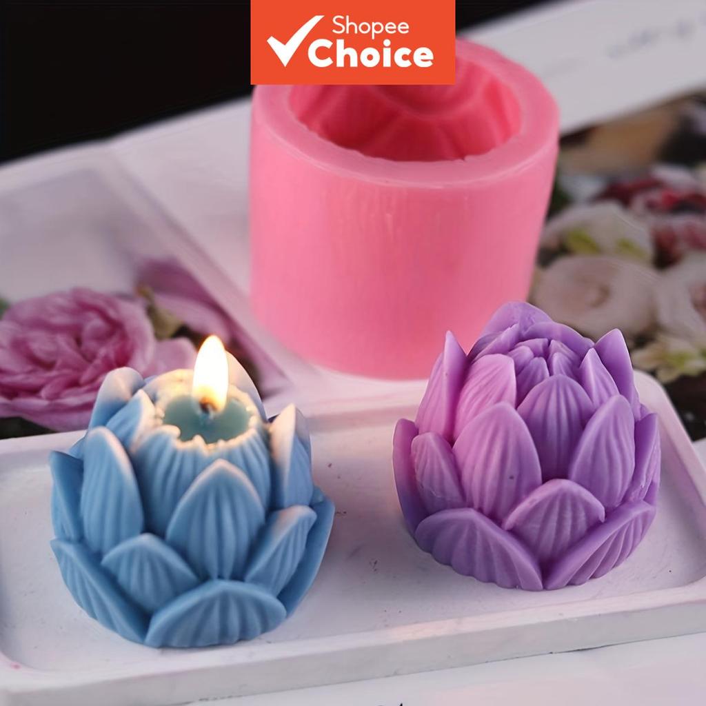 Moldes de Silicone em Forma de Flor de Lótus 3D Moldes de Vela de Peônia Moldes de Sabonete Perfumado Moldes de Gesso