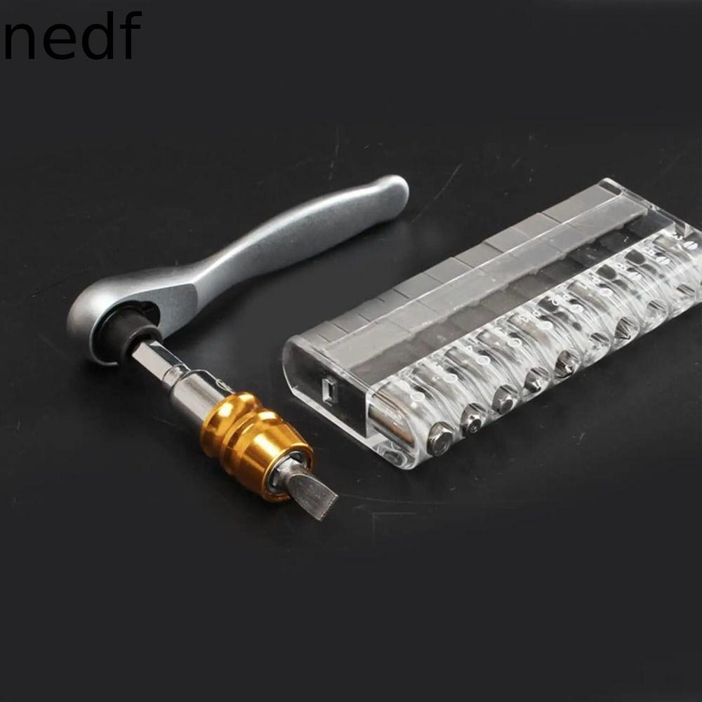 NEDFS 10pcs 90 ° Chave De Fenda De Catraca De Ângulo Reto , Bits Phillips Com 10 Em 1 Conjunto De