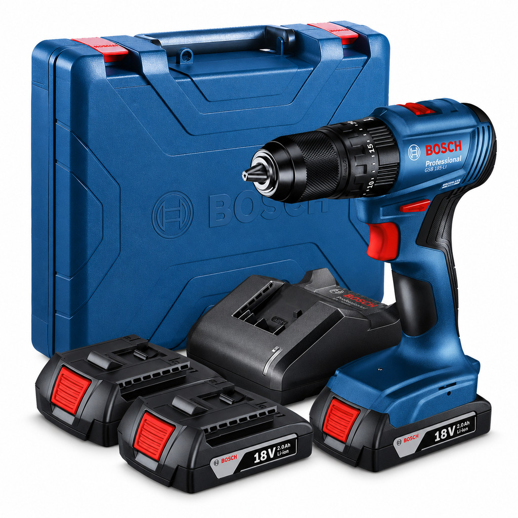 Parafusadeira GSR 185-LI Bosch Brushless Furadeira 2 Baterias