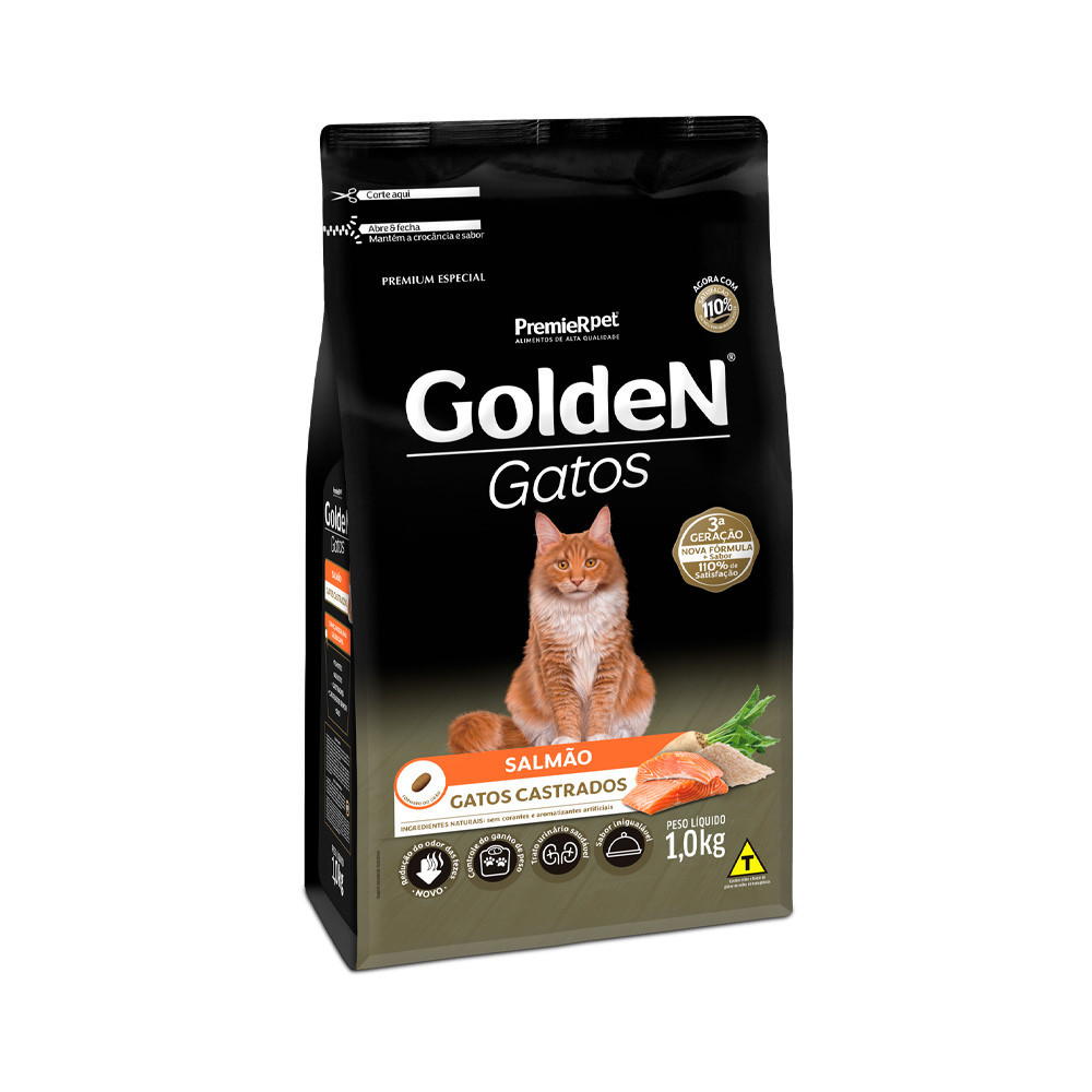 Ração 1kg Golden para Gatos Castrados Salmão