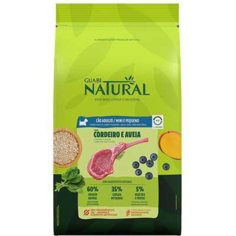 Ração Cordeiro e Aveia para Cães Adultos Raças Mini e Pequena 1Kg Guabi Natural