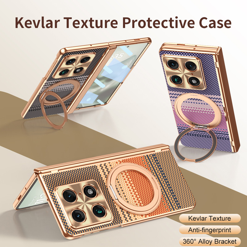 Para Motorola Moto Razr Caso Dobrável ELVEV Kevlar Textura Liga Suporte Rotativo