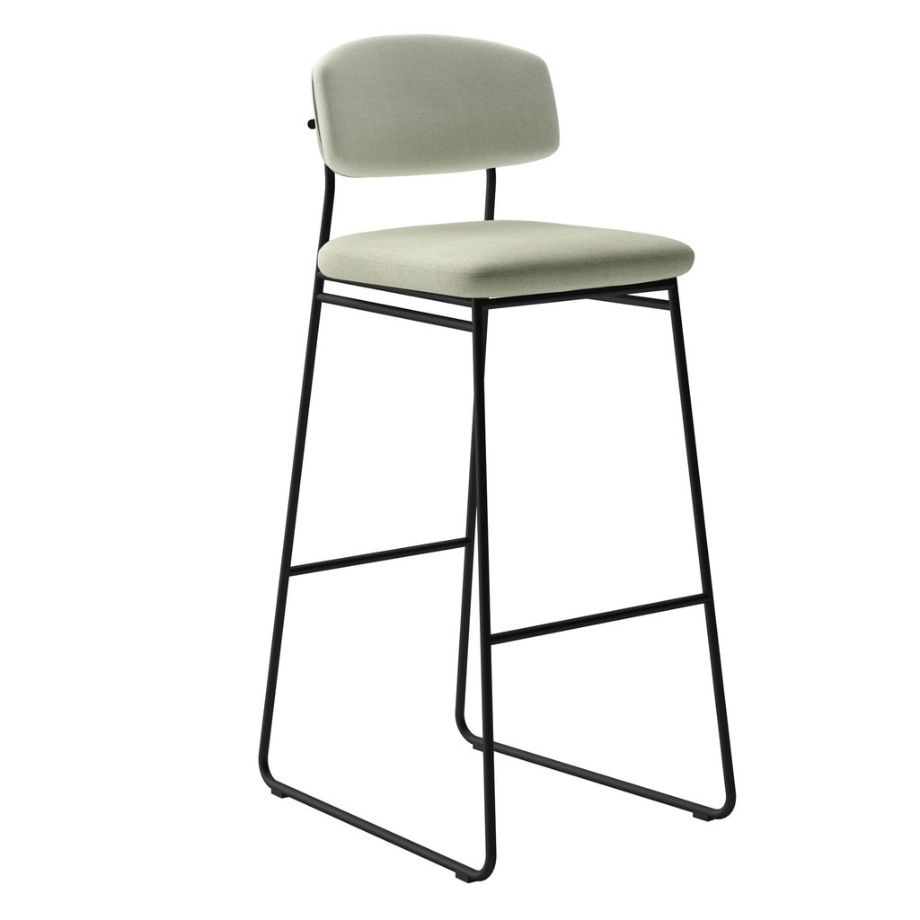 Banqueta Alta para Bancada Sala de Jantar Encosto e Assentos Estofados Linha Jaraguá. Preto/Fosco Preto Fosco