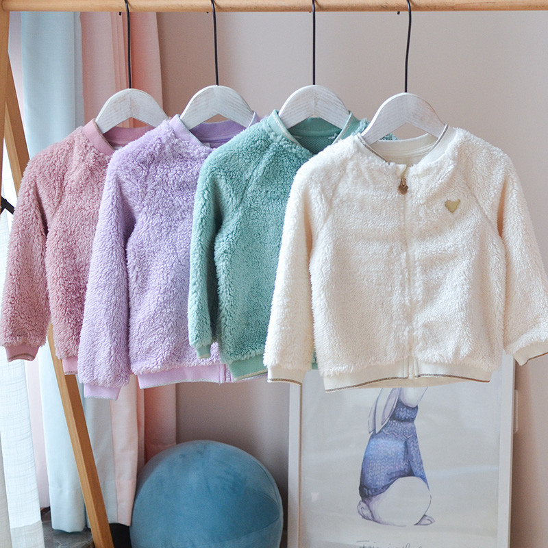 H casa comércio exterior ~ meninas bebê Coral velo jaqueta pequeno médio crianças camisa com zíper jardim de infância qu