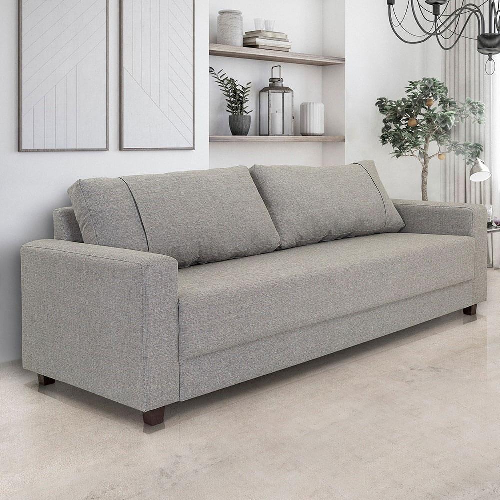 Sofá 3 Lugares Herval Clean Cinza, 200 cm