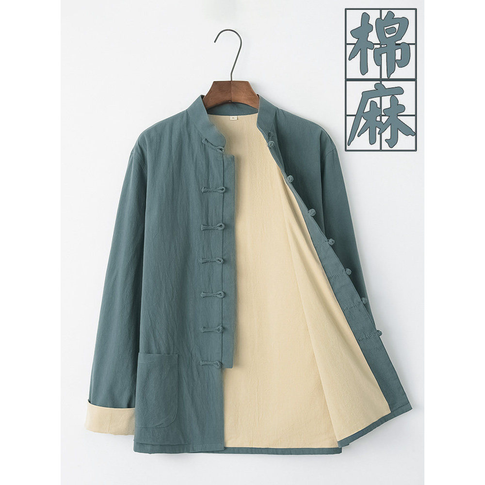 T Tang terno masculino juventude estilo chinês roupas masculinas de meia-idade idosos topos vovô primavera roupas jaquet