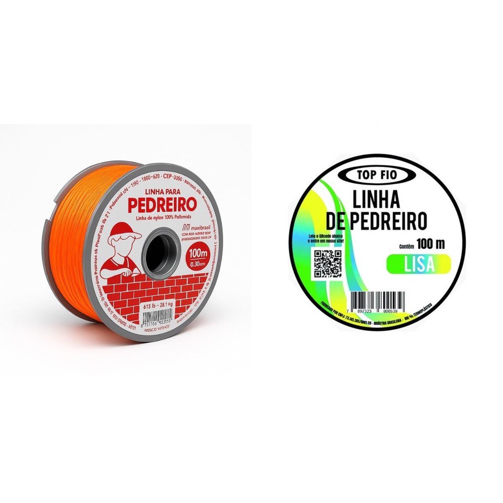 KIT COM LINHA DE PEDREIRO 100M+ GRILON LINHA DE PEDREIRO LARANJA 100 MT