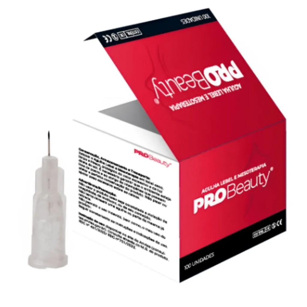 Agulha de Lebel 31g 0,25mm x 4mm Mesoterapia Microagulha Botox PRO Beauty 100 Unidades