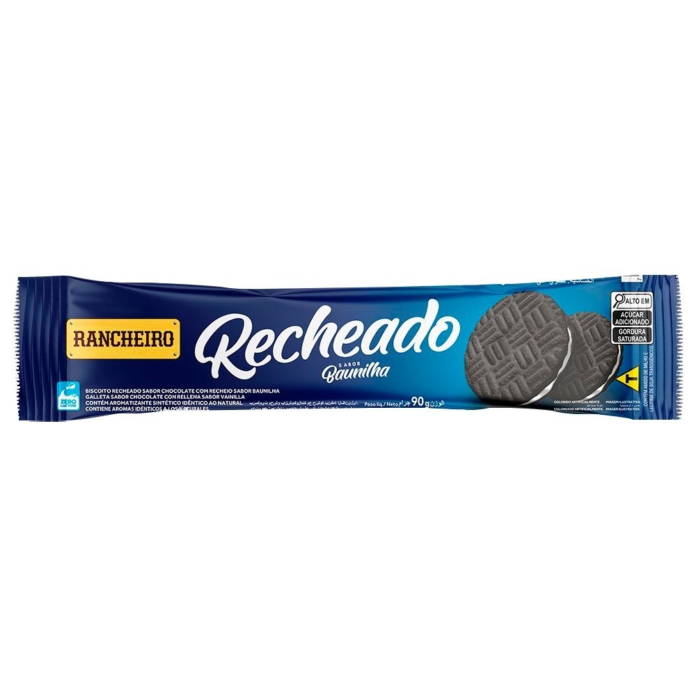 Biscoito Rancheiro Rosquinha Recheada Vegana de Chocolate e Baunilha 90g - Embalagem com 30 Unidades em Oferta na Shopee