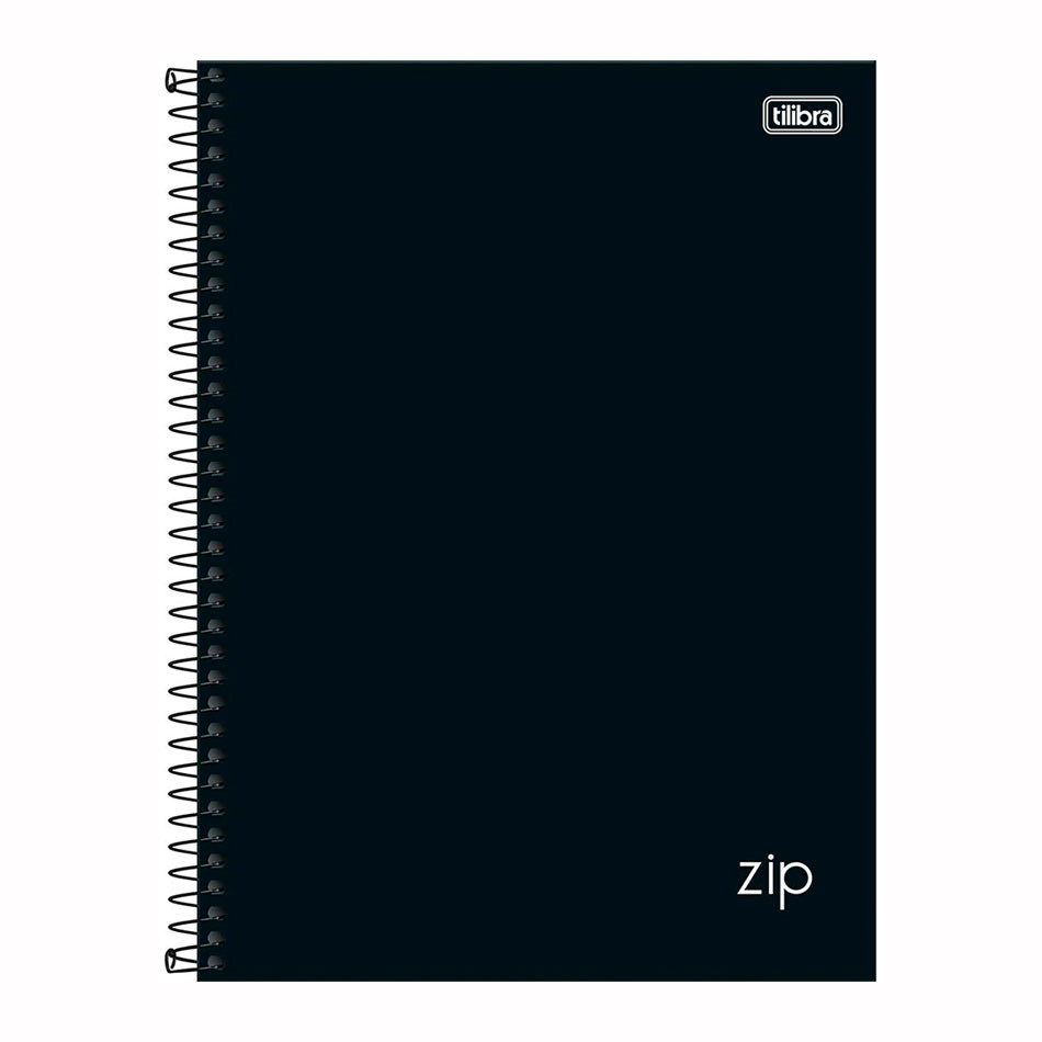 Caderno espiral capa dura universitário 1x1 80 folhas Zip Preto Tilibra