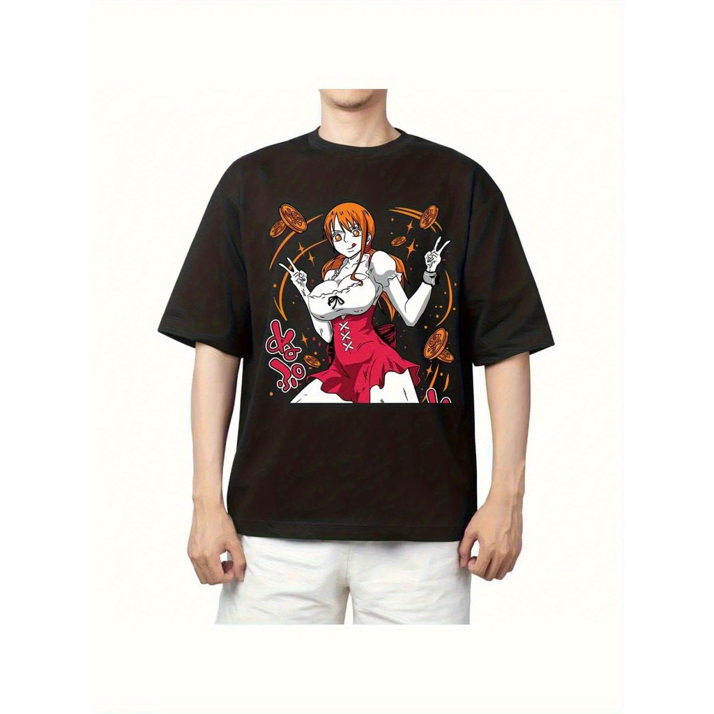 Camiseta Unissex Premium Plus size Anime Nami Personagem Básica Oversized 100% Algodão Confecção Própria