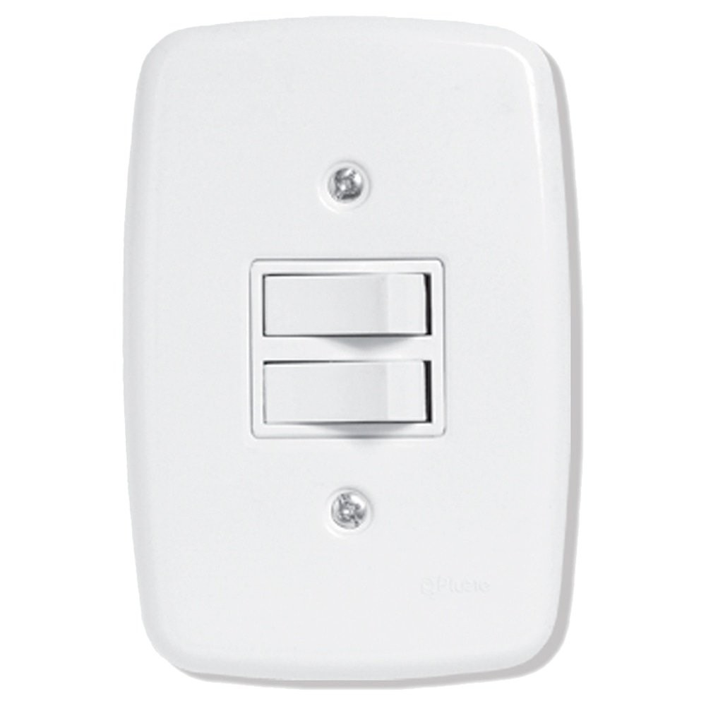 Interruptor Ideale Pluzie - 2 Teclas Simples Paralelo com Placa 4X2 Branca