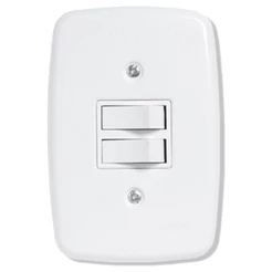 Interruptor Ideale Pluzie - 2 Teclas Simples Paralelo com Placa 4X2 Branca