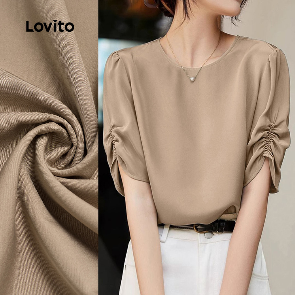 Camisa Casual simples com Design de manga plissada-BLB149P1D1022 em Oferta na Shopee