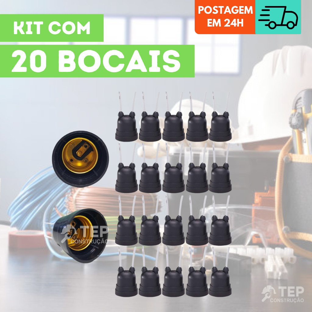 Bocal De Lampada Reforçado Soquete Com Rabicho E27 em Oferta na Shopee