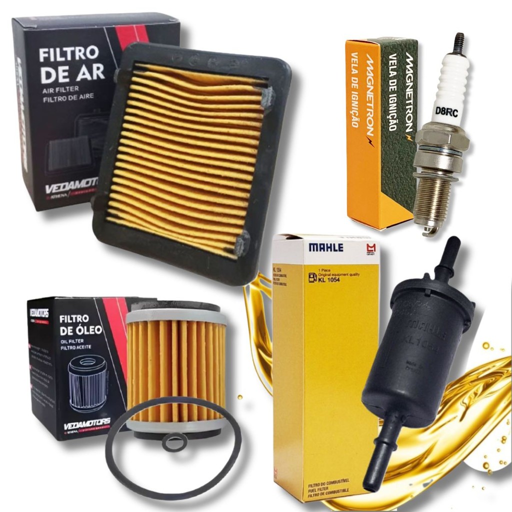 Kit de Filtros e Vela Lander 250 2016-2026 (Filtro de Óleo + Ar + Combustível + Vela) em Oferta na Shopee