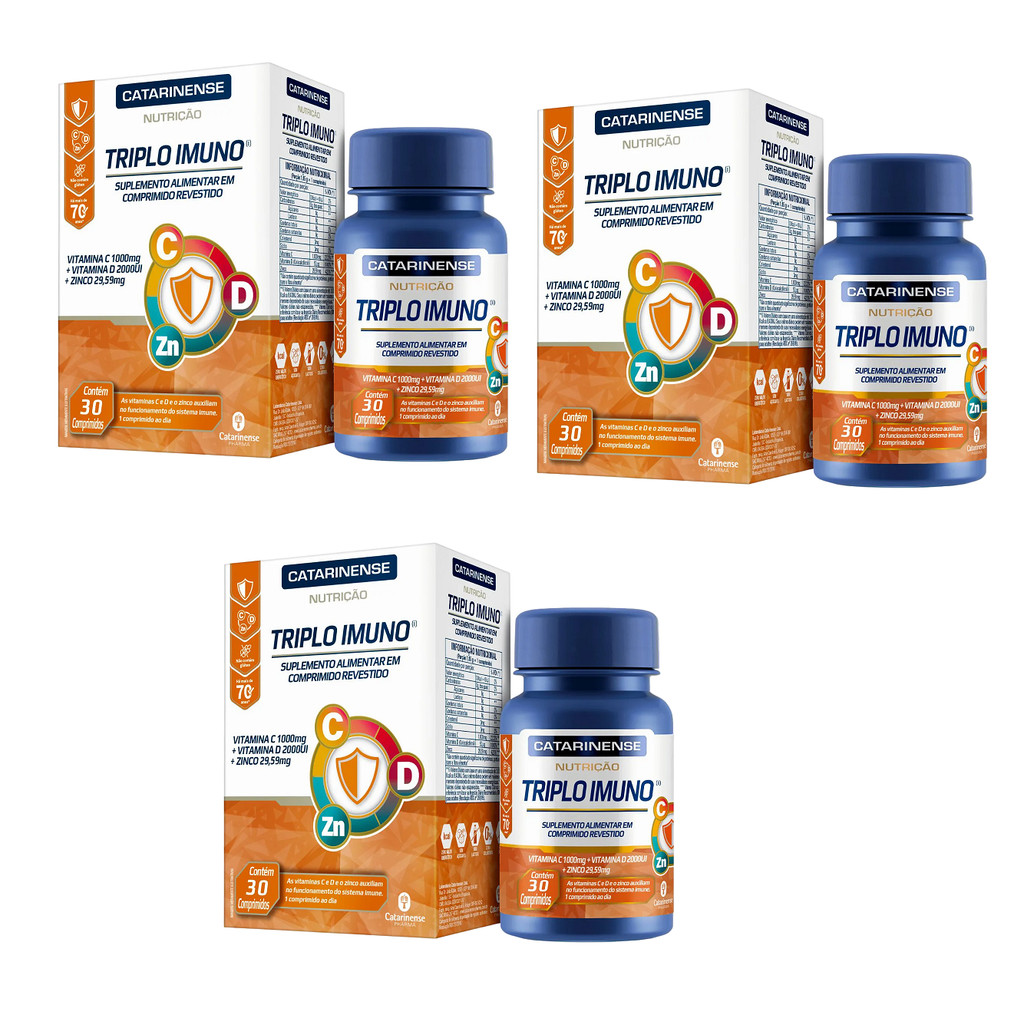 Kit 3 Suplemento Nutrição Triplo Imuno Com 30 - Catarinense