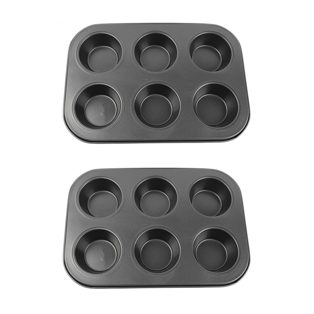 Kit 2 Assadeira Forma Antiaderente 6 Bolinhos Cupcake Teflon Pão Mel Queijo Grande Não Gruda Empada