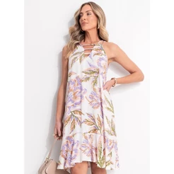 Vestido Em Viscose Plana Floral Pincelado Quintess