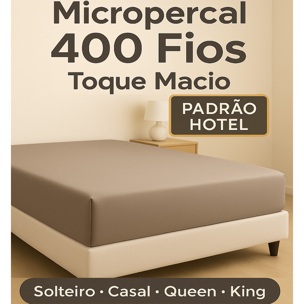 Lençol Avulso com Elástico 400 Fios Padrão Hotel Solteiro Casal Queen King