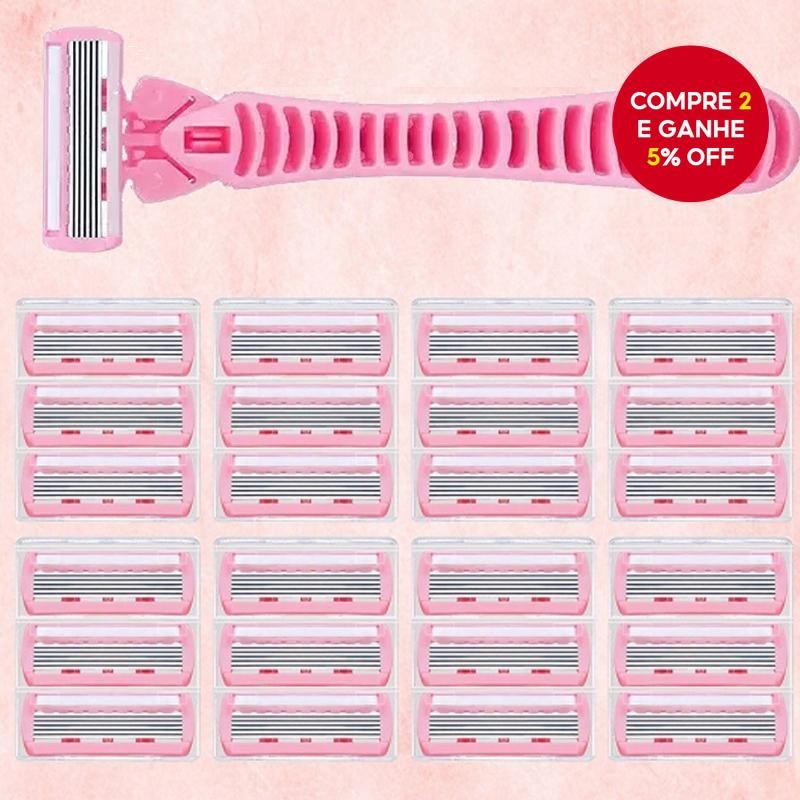 Aparelho De Barbear Feminino Com Lâminas Inoxidáveis De 6 Camadas E Cabo Antideslizante Pa...