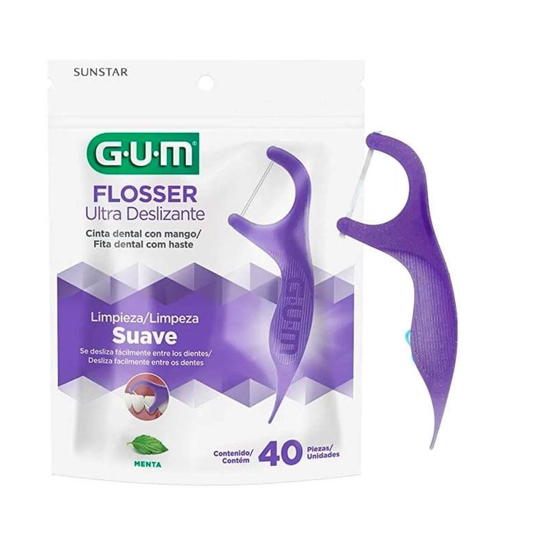 Fita Dental G.U.M Flosser Ultra Deslizante Sabor Menta 40 Unidades em Oferta na Shopee