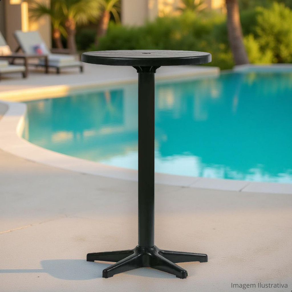Mesa Bistrô Alta de Plástico Preta  Ideal para Bar Cozinha  Balcão  Área Gourmet  Piscina ou Varanda em Oferta na Shopee