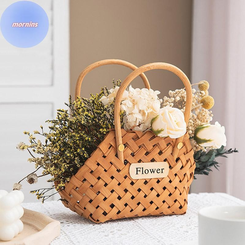 MORNIN Cesta De Vime Ou Cestas De Bambu Cachepot Para Flores Decorativas Meninas Organizar BR