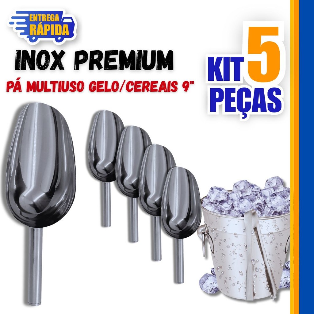 Conjunto 05 Pá De Gelo Pá Quadrada De Grãos De Farinha De Cereais Variáveis Utilidades Premium Resistência
