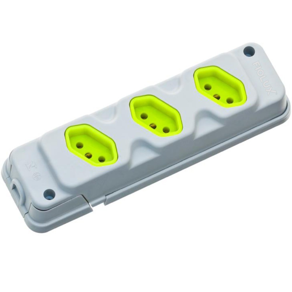 Tomada em barra para extensão 2P+T 20A tripla - Robust - Fiolux