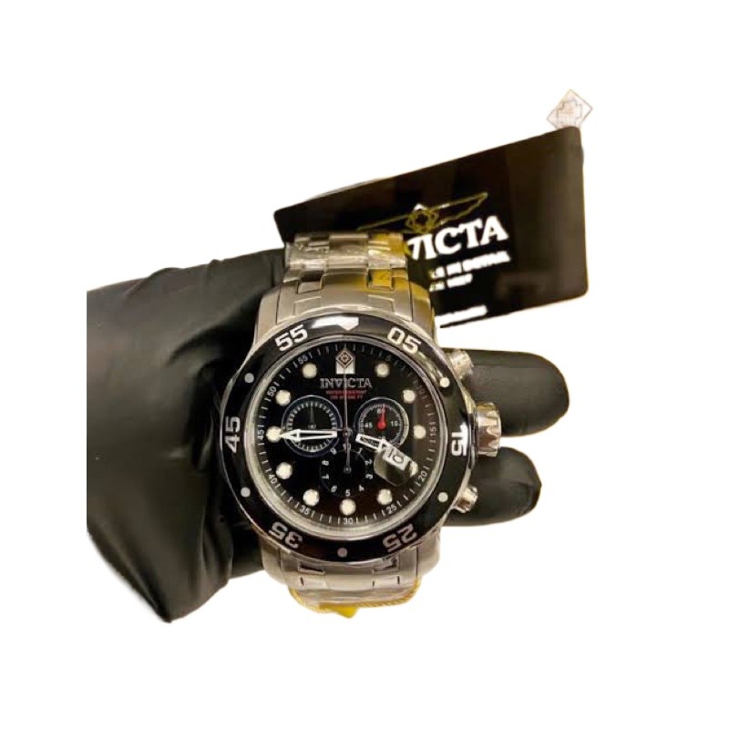 Relógio Invicta Pro Diver Scuba 0069 Prata Mostrador Preto, com caixa
