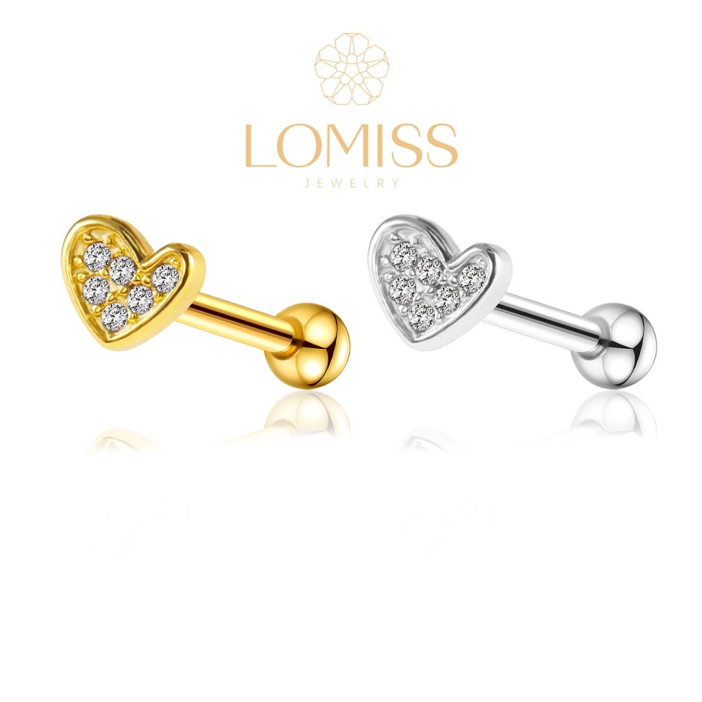 Piercing Orelha Coracao 6 Zircônia Cravejado Mini Barbell Cobre / Aço - Tragus Conch Nariz Labret Boca Helix Flat Lóbulo em Oferta na Shopee